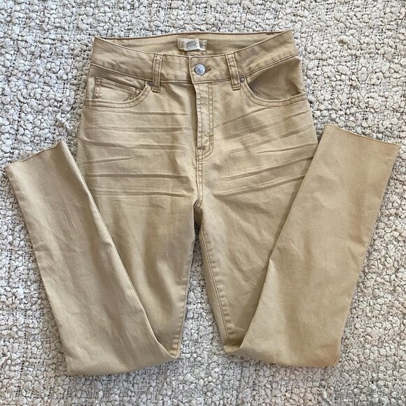 Sky and Sparrow Skinny Frayed Hem Tan Jeans - Picture 15 of 16